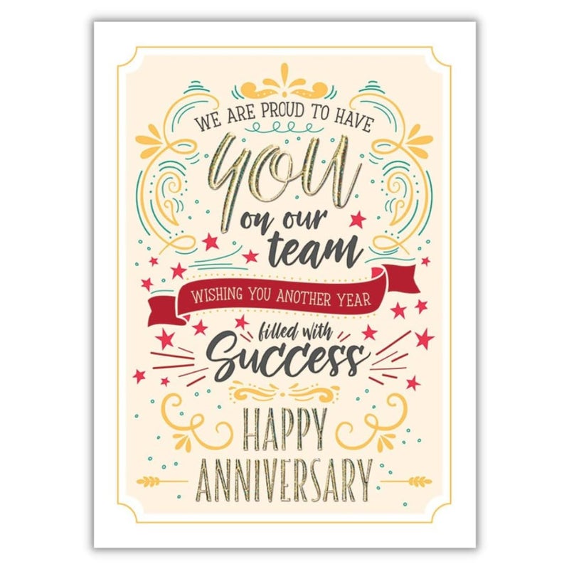 Posty Cards 25 Employee Anniversary Cards - Modern Typographic Design - 26 White Envelopes - FSC Mix - Image 1